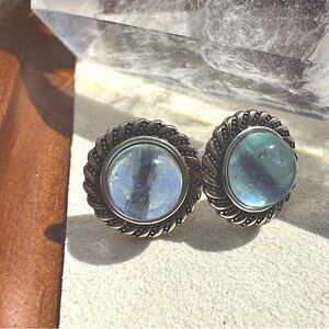 Natural aquamarine S925 silver studs earrings